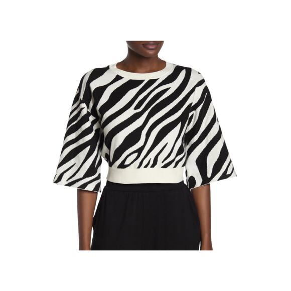 Tularosa | Women | Zebra Wool Blend Flare Sleeve Cropped Sweater Top | Small - Picture 10 of 10